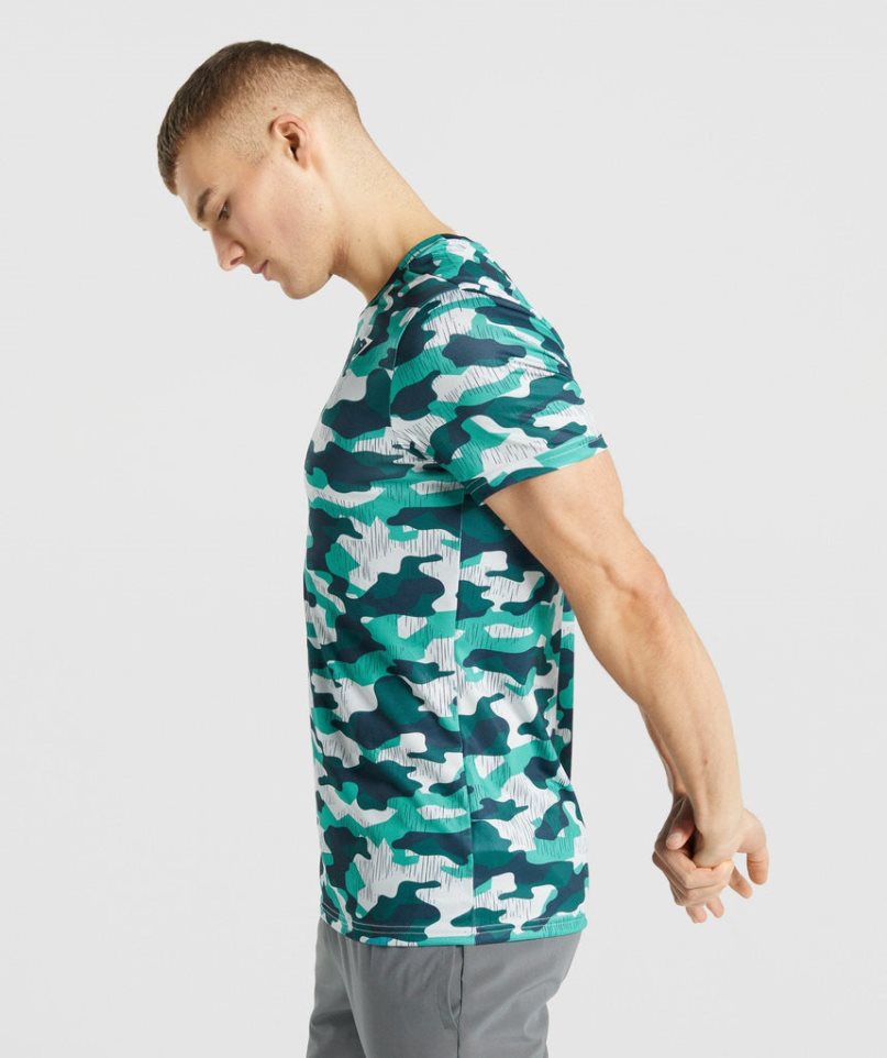 Men's Gymshark Arrival T-Shirts Camo | CA 03678D